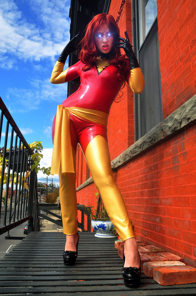 Latex Cosplay: Telekinetic Firebird Supervillian - inspired costume