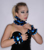 Latex Accessory Set: Single Ruffle Choker and Cuffs with Trim
