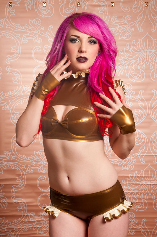 Latex Fingerless Short Gloves