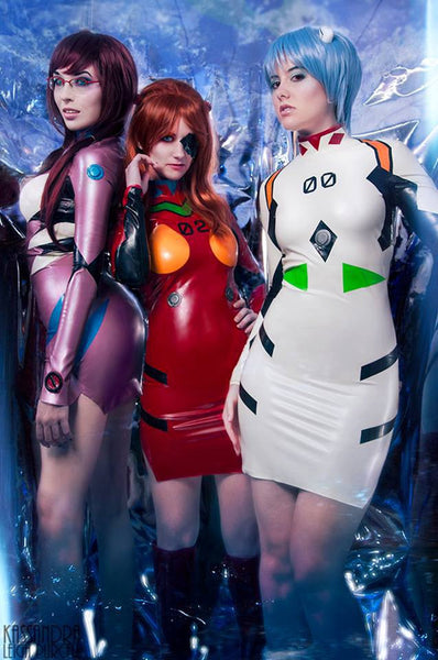 Latex Cosplay Asuka Langley inspired dress from Neon Genesis