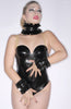 Latex Accessory Set: Double Ruffle Choker and Cuffs with SPIKES